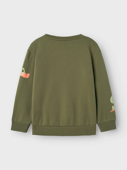 Felpa Name ItNMMNOLE NREG SWEAT BOX BRU DEEP LICHEN GREEN