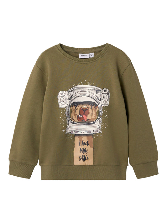Felpe Name It NMMOBANNO LS LOOSE SWEAT BRU PB DEEP LICHEN GREEN