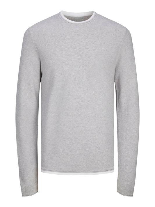 Pulloever Jack E Jones JJTWINN KNIT CREW NECK LIGHT GREY MELANGE