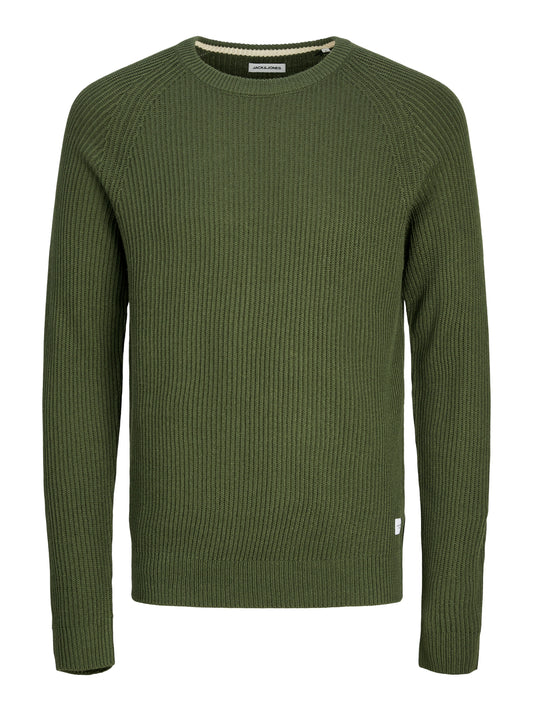 Pullover Jack E Jones JJPANNEL KNIT CREW NECK AW24 KOMBU GREEN