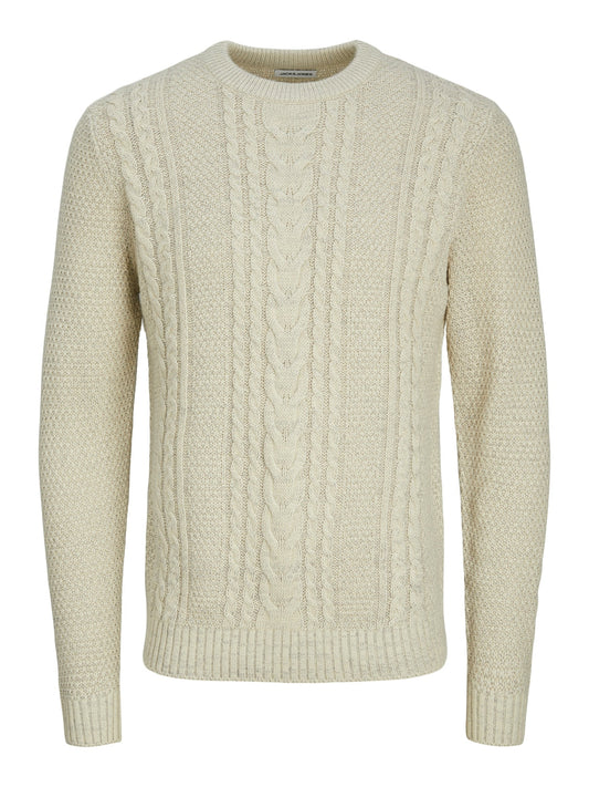 Pullover Jack E Jones JJCRAIG KNIT CREW NECK AW24 WHITE MELANGE