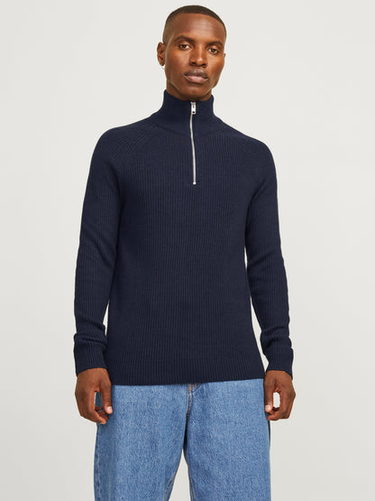 Pullover Jack E Jones JJPANNEL KNIT HALF ZIP AW24 NAVY BLAZER
