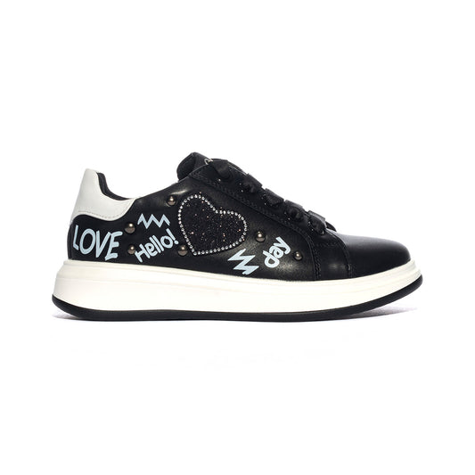 ASSO AG14084 BLACK WHITE Sneakers Bambina 