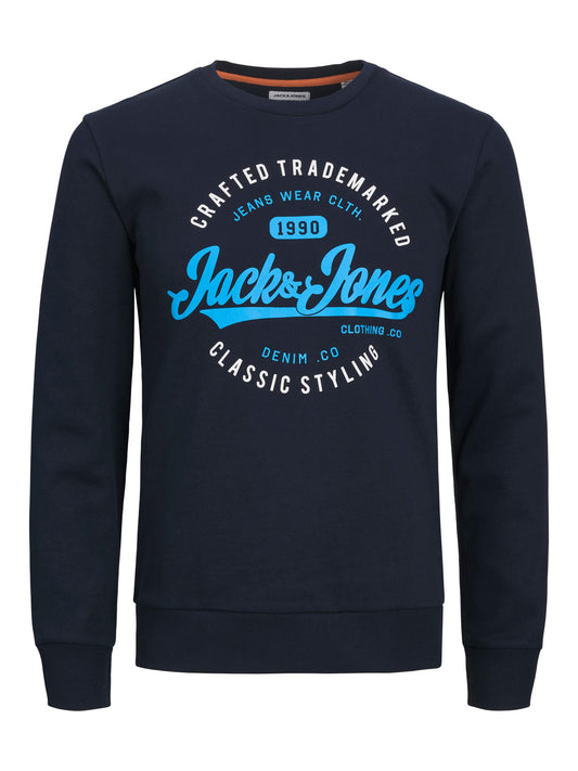 Felpa Jack E Jones JJMIKK SWEAT CREW NECK Blu<BR/>