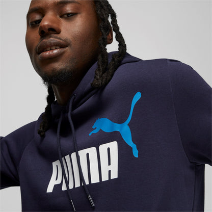 Felpa Puma  ESS+ 2 Col Big Logo Hoodie FL Blu