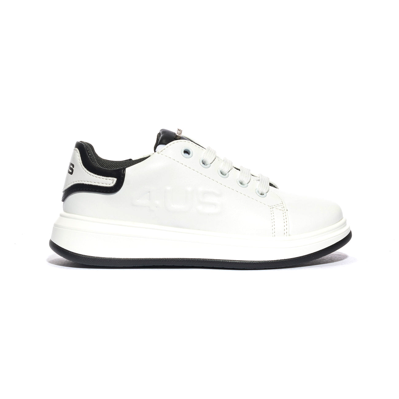 4US 43050 WHITE BLACK Sneakers Bambino 