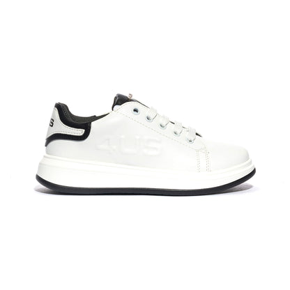 4US 43050 WHITE BLACK Sneakers Bambino 