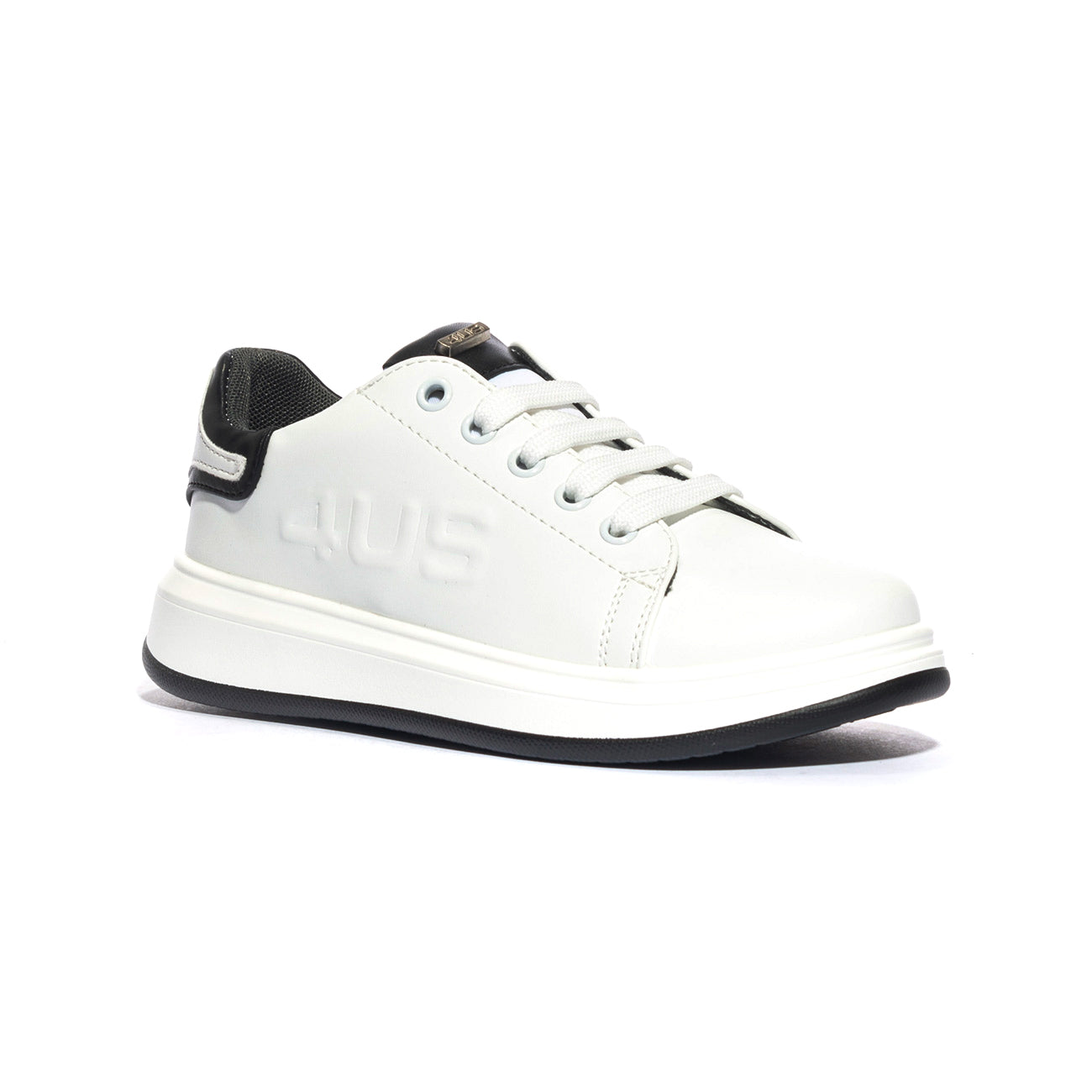 4US 43050 WHITE BLACK Sneakers Bambino 