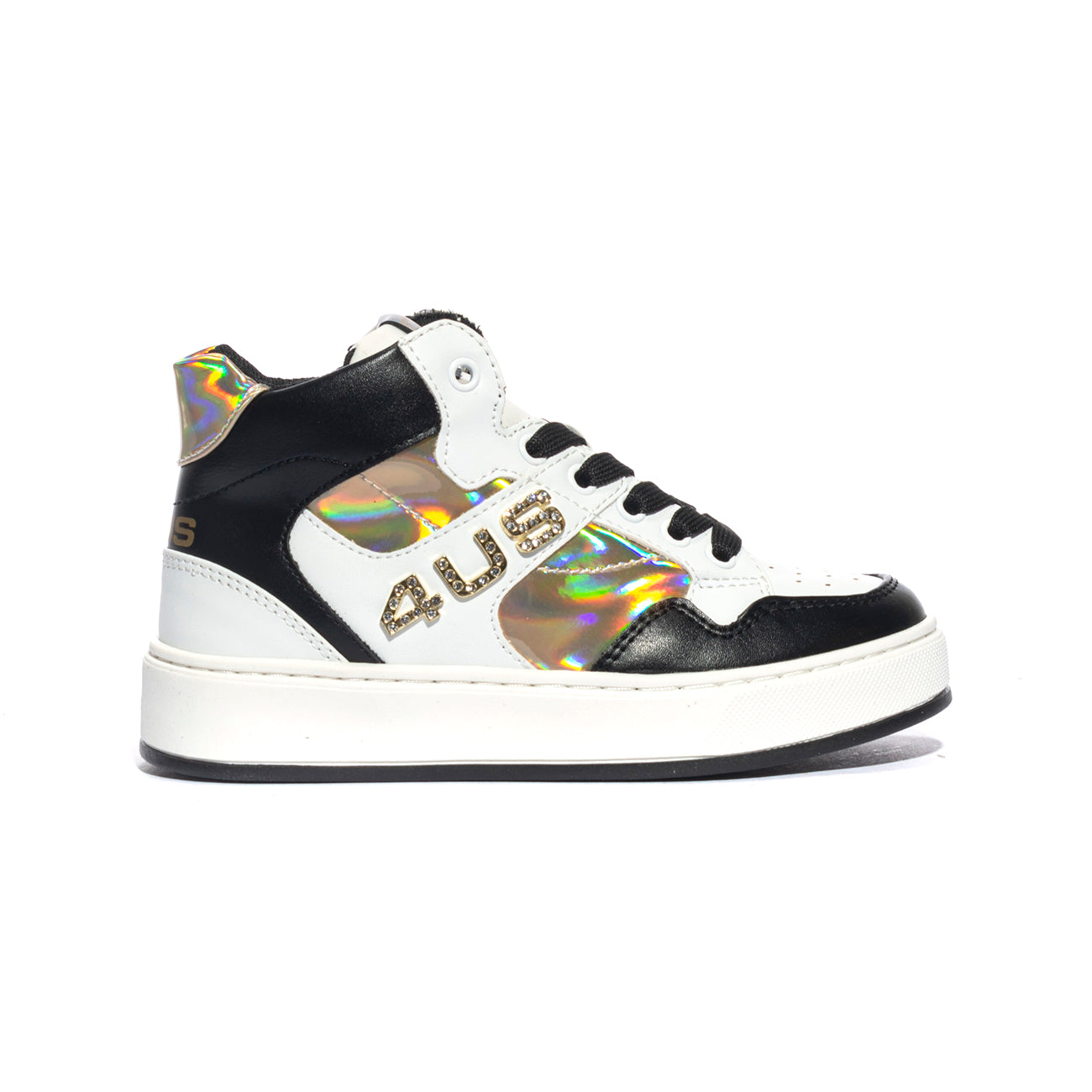 4US 43062 BLACK WHITE Sneakers Bambina 