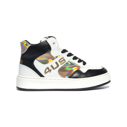 4US 43062 BLACK WHITE Sneakers Bambina 