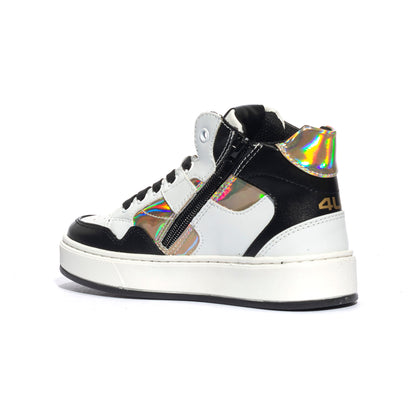 4US 43062 BLACK WHITE Sneakers Bambina 