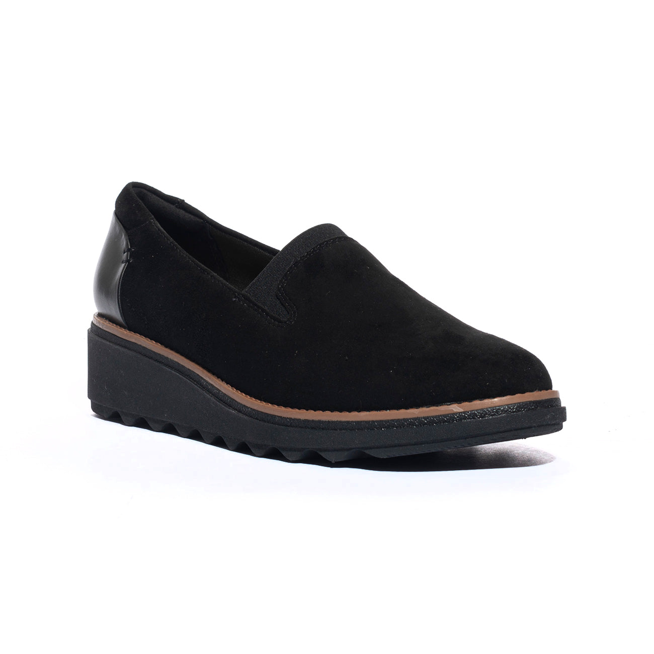 CLARKS 155819BLK SUEDE W DKTAN