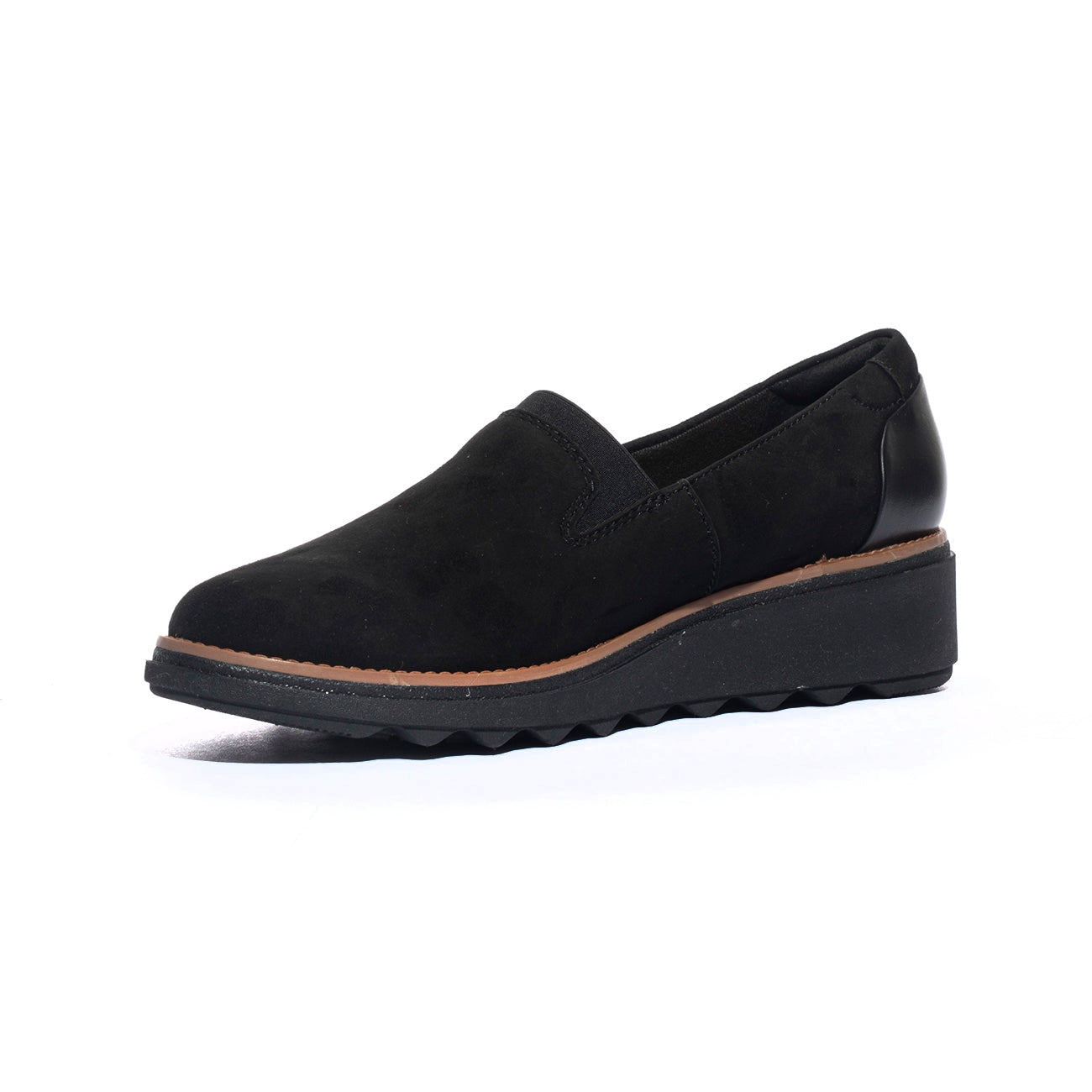 CLARKS 155819BLK SUEDE W DKTAN