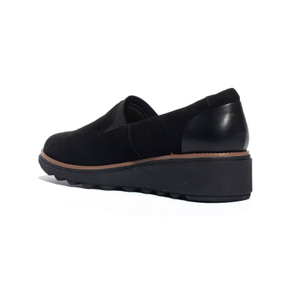 CLARKS 155819BLK SUEDE W DKTAN