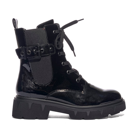 MARCO TOZZI 2-25249-45 BLACK PATENT Anfibi Donna 