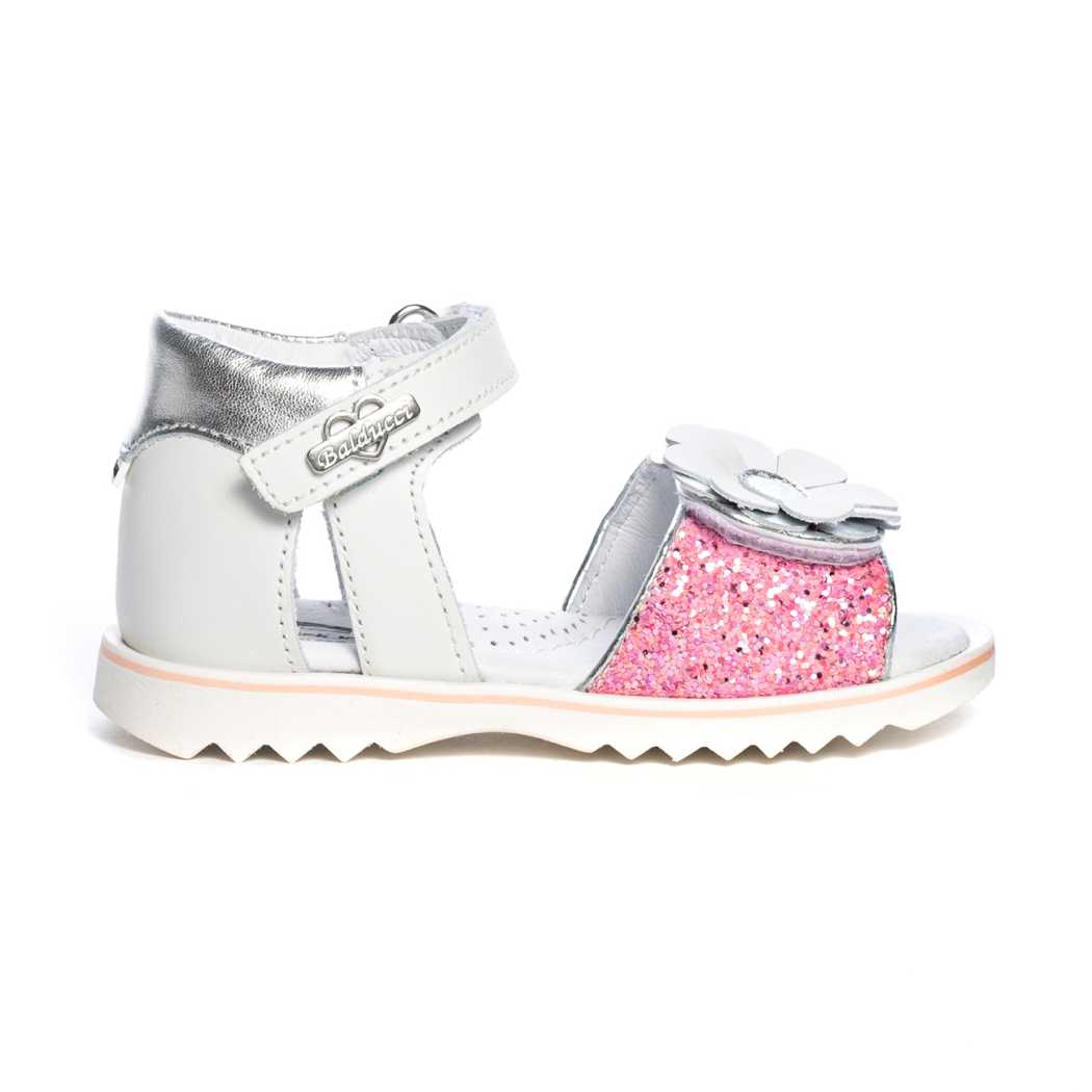 Sandalo Balducci Bambina CITA 5402 Bianco Con Paillettes Rosa