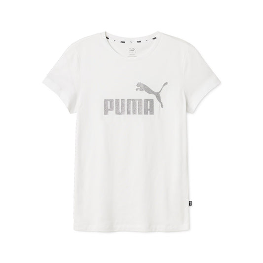 T-Shirt Puma Ess+ Glitter Logo Tee Bianco