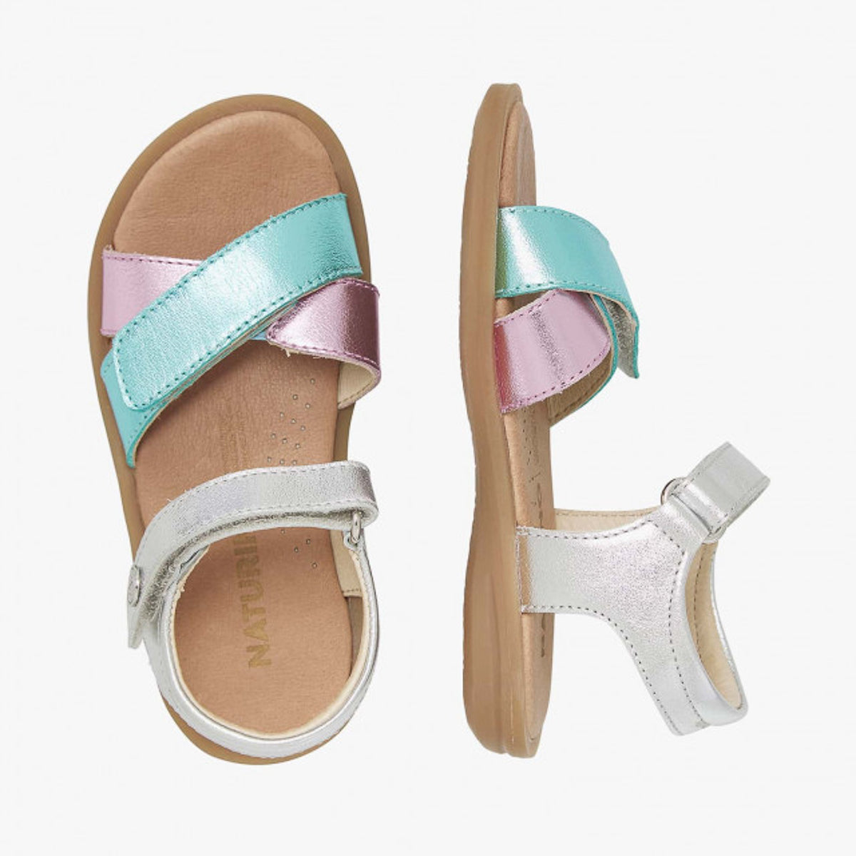 NATURINO 0010503203-01-1Q19 SILVER PINK Sandali Bambina 