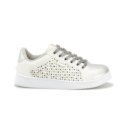 Sneakers Valleverde Bambina Bianca e Argento