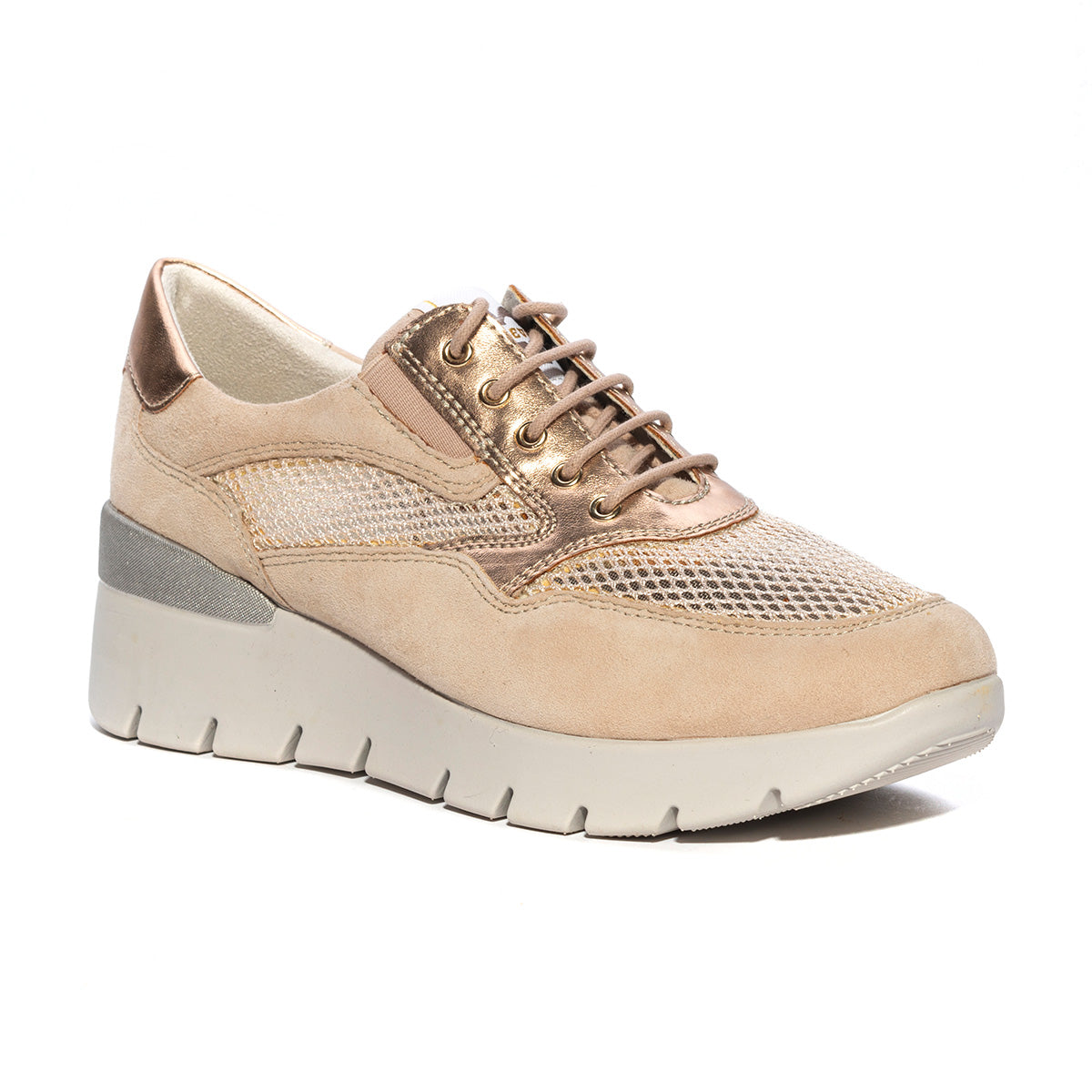 Valleverde Sneakers Zeppa Oro Pelle Traforata Ultralight