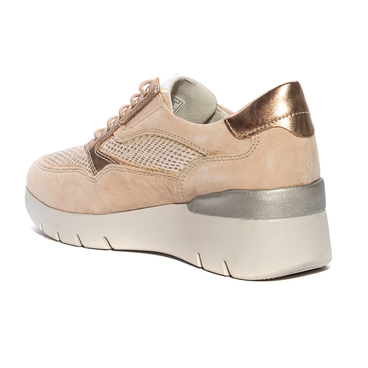 Valleverde Sneakers Zeppa Oro Pelle Traforata Ultralight