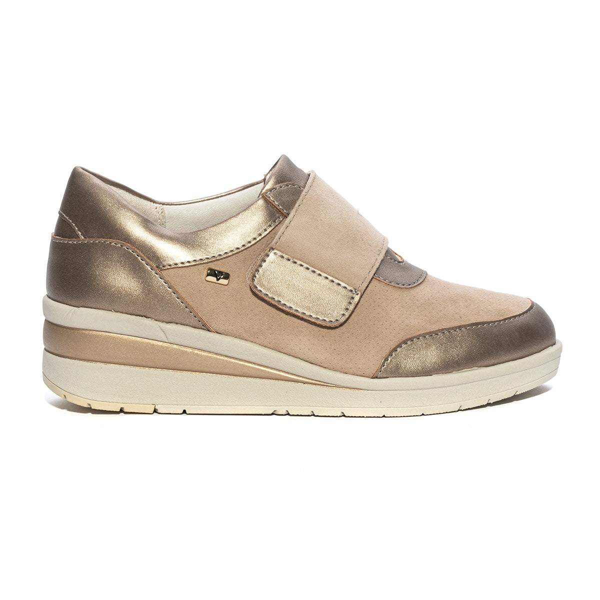 Sneakers Valleverde V20370 Camoscio Beige E Platino