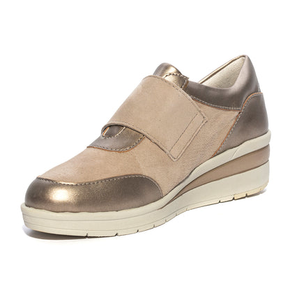 Sneakers Valleverde V20370 Camoscio Beige E Platino