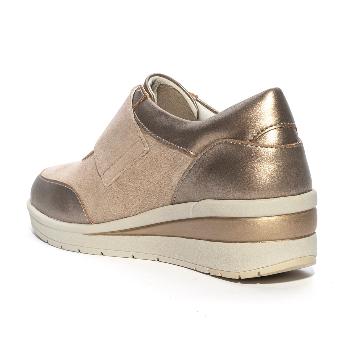 Sneakers Valleverde V20370 Camoscio Beige E Platino