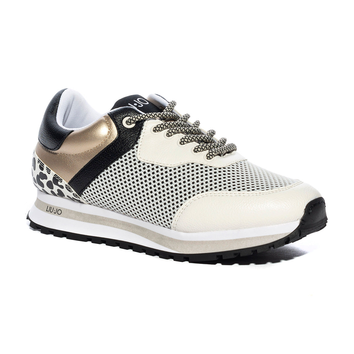 LIUJO 4A3723EX030S3036 MESH BLACK WHITE GOLD Sneakers Donna 