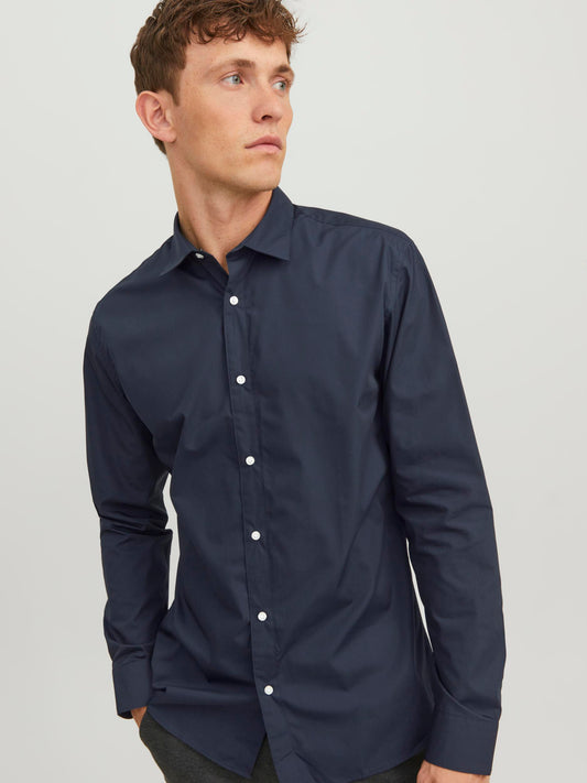 Camicia Jack E Jones  Jjjoe Shirt Ls Plain Blu