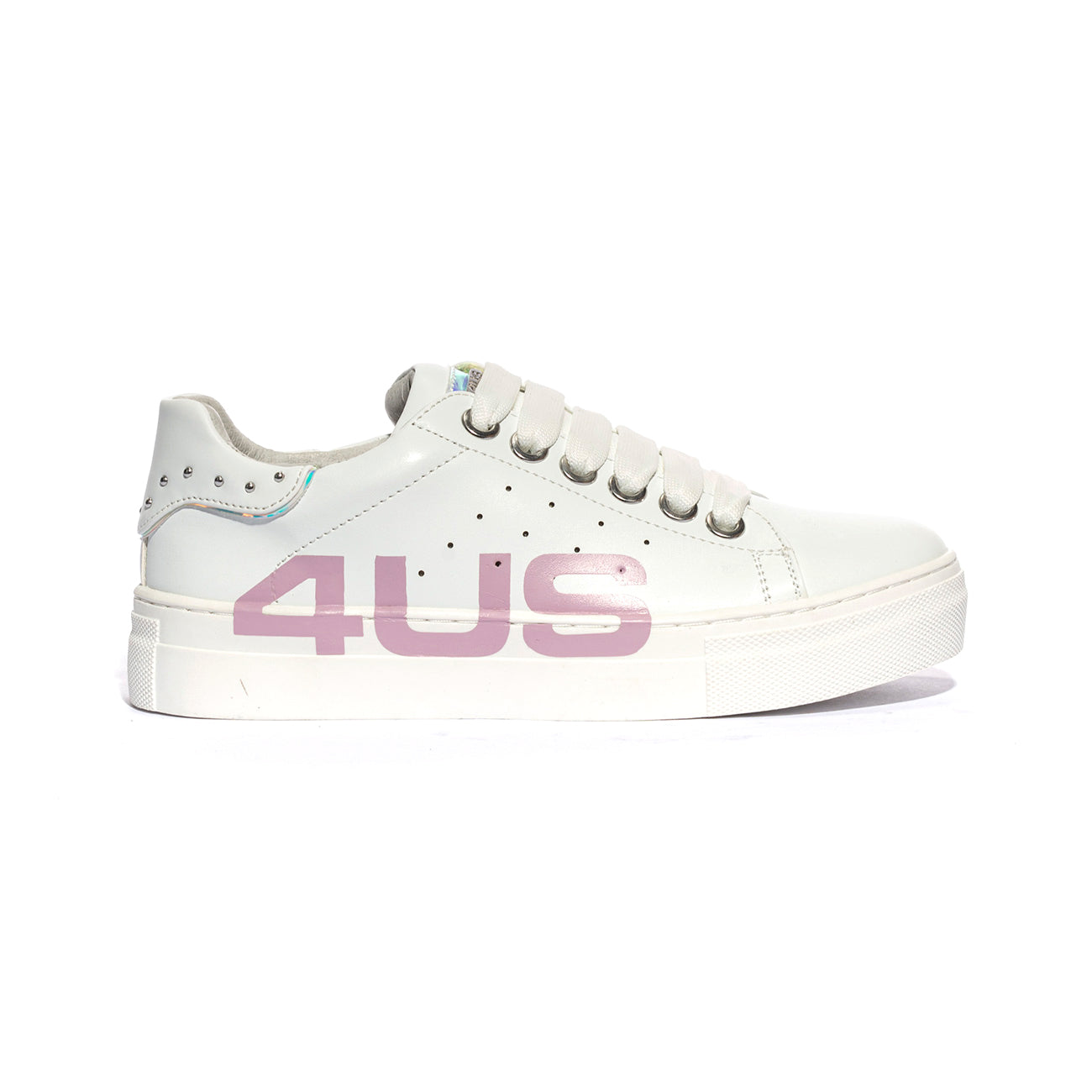 4US 41014 WHITE SILVER Sneakers Bambina 