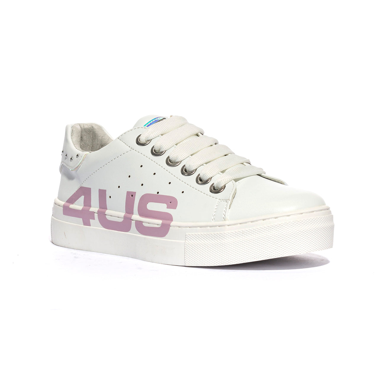 4US 41014 WHITE SILVER Sneakers Bambina 