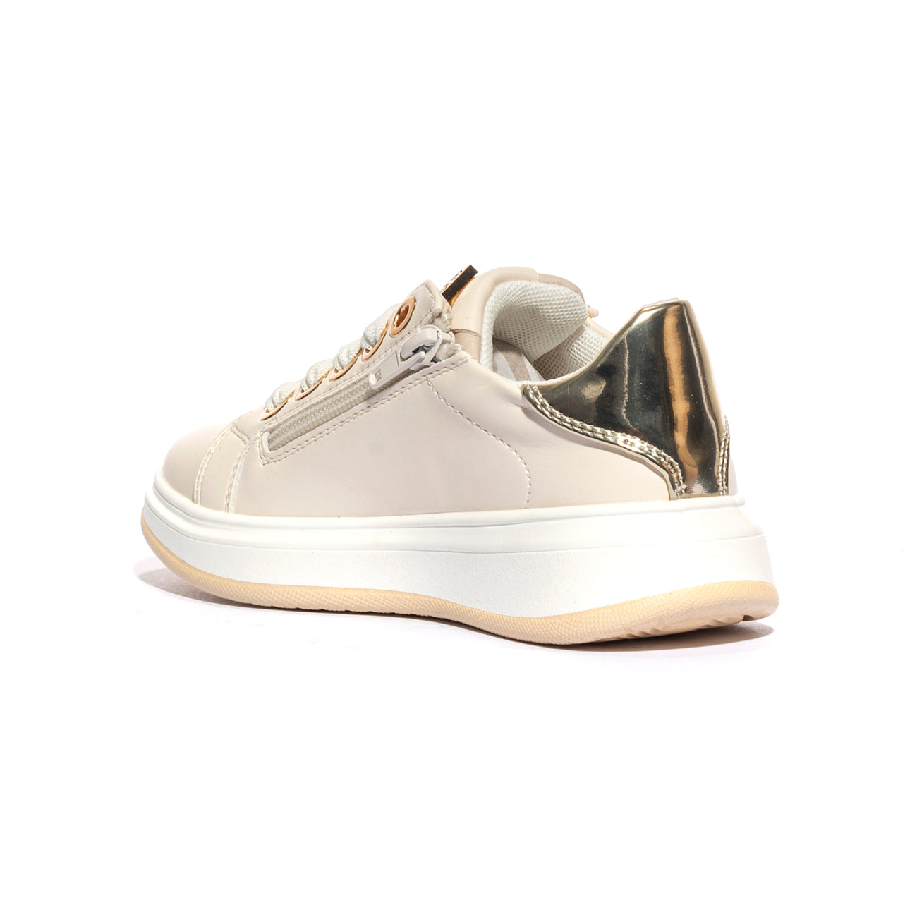 4US 42706 CREMA BEIGE GOLD Sneakers Bambina 