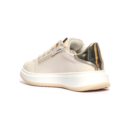 4US 42706 CREMA BEIGE GOLD Sneakers Bambina 