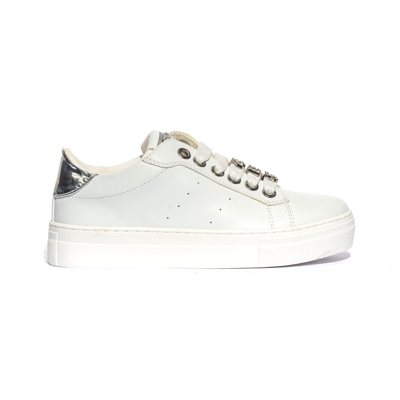 4US 42740 WHITE SILVER Sneakers Bambina 