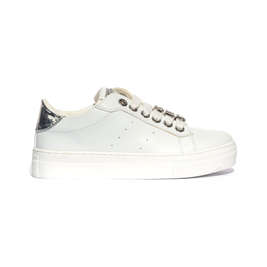 4US 42740 WHITE SILVER Sneakers Bambina 