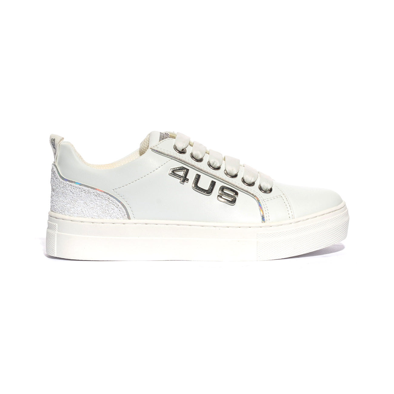 4US 42741 WHITE SILVER Sneakers Bambina 