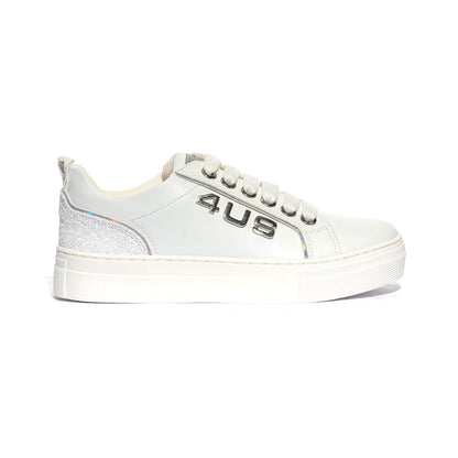 4US 42741 WHITE SILVER Sneakers Bambina 