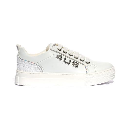 4US 42741 WHITE SILVER Sneakers Bambina 