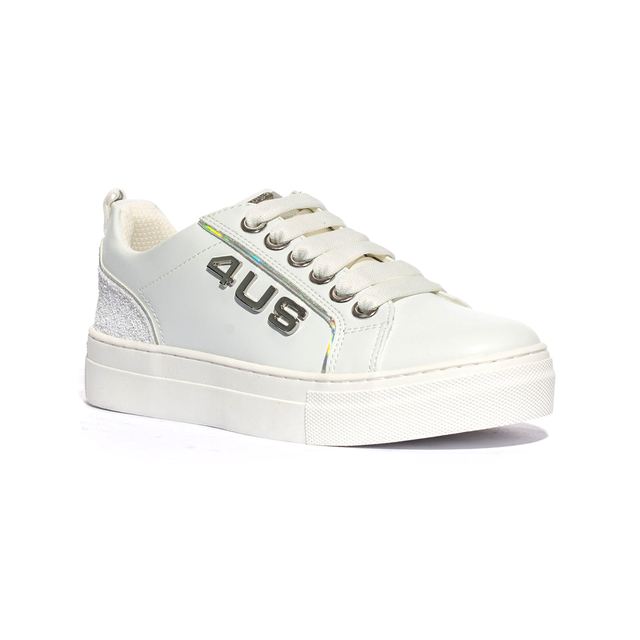 4US 42741 WHITE SILVER Sneakers Bambina 