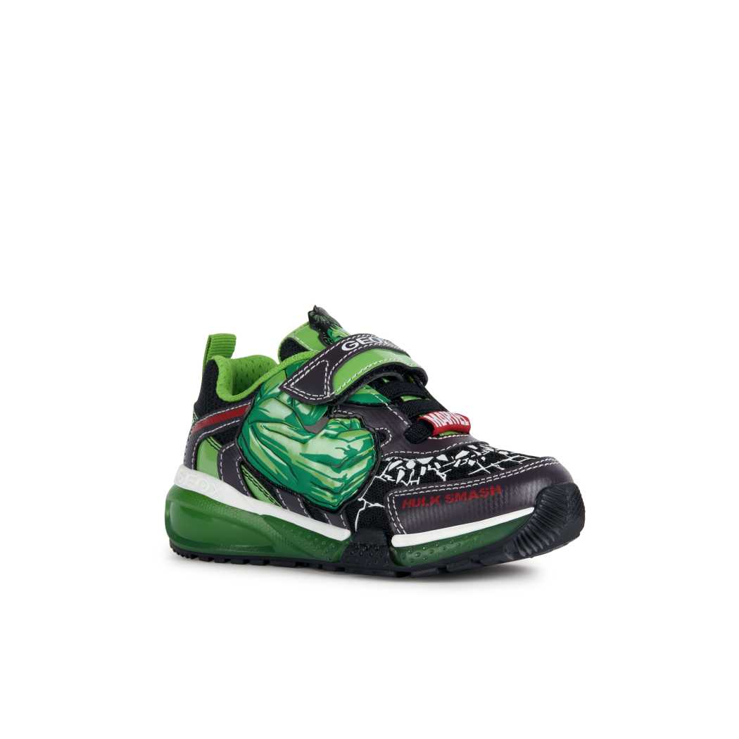 GEOX J35FEB 011CE BLACK GREEN C0016 Sneakers Bambino 