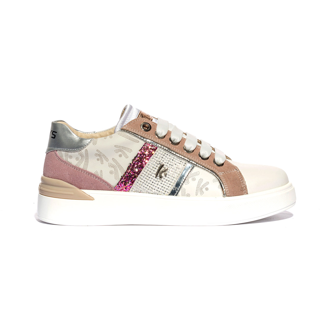 KEYS K7721 WHITE NAUGE GUM SILVER Sneakers Donna 