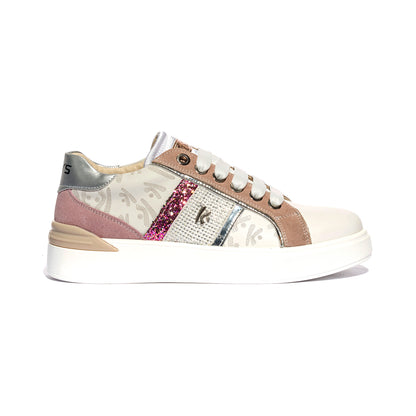 KEYS K7721 WHITE NAUGE GUM SILVER Sneakers Donna 