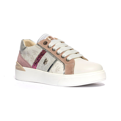 KEYS K7721 WHITE NAUGE GUM SILVER Sneakers Donna 