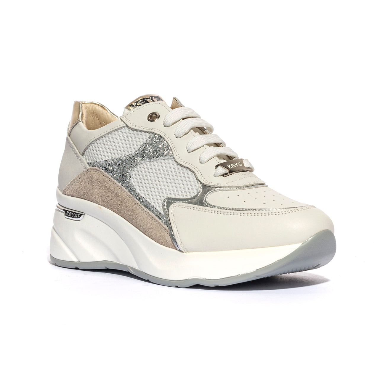 KEYS K9040 WHITE SILVER GOLD Sneakers Donna 