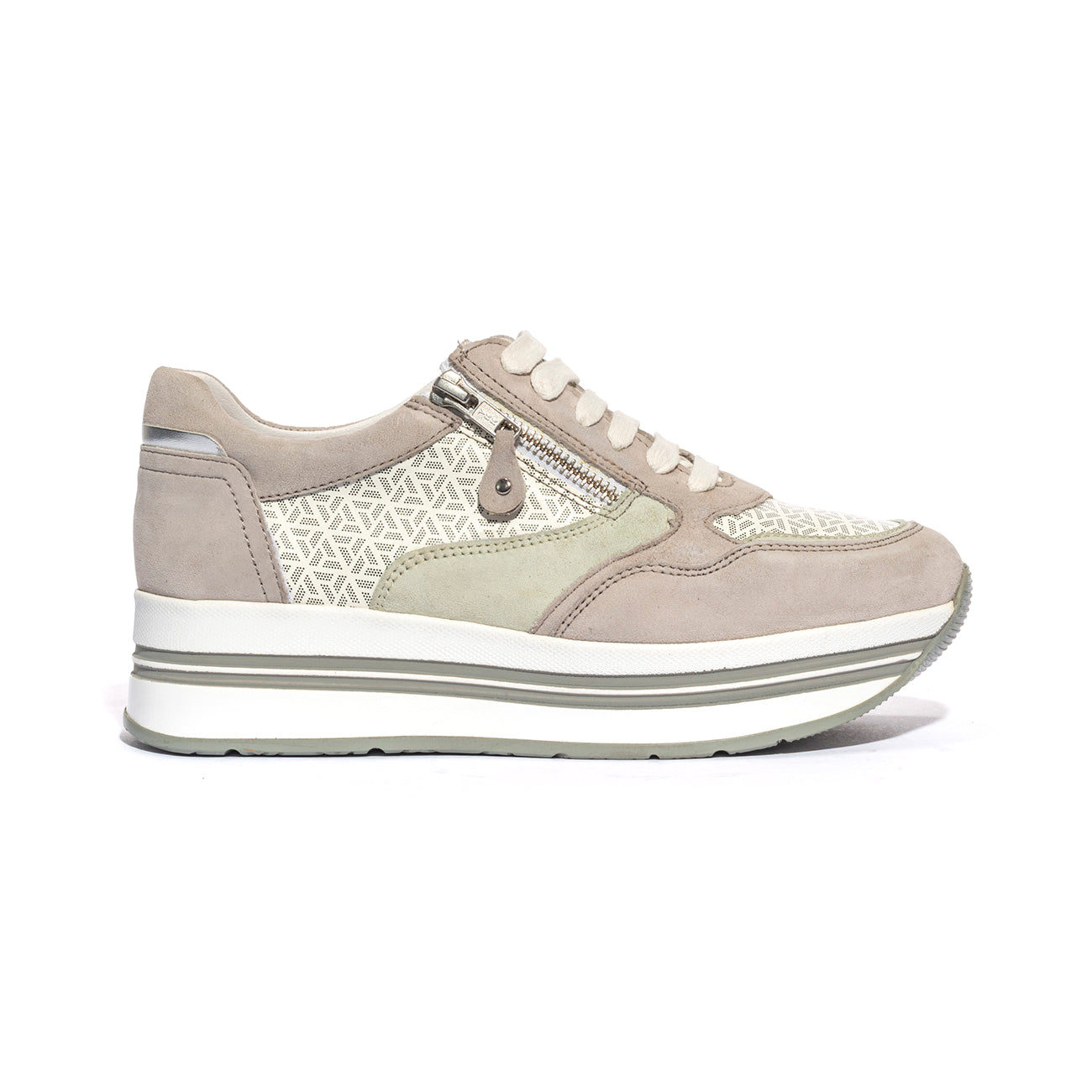LARA SHOES 21919 STEEL WHITE LT GREEN SILVER Sneakers Donna 