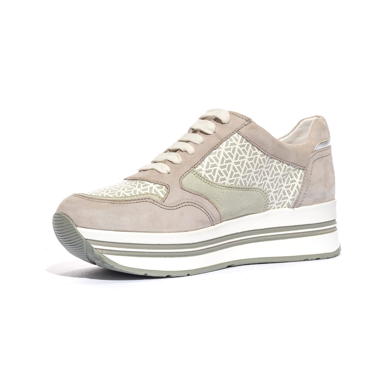 LARA SHOES 21919 STEEL WHITE LT GREEN SILVER Sneakers Donna 