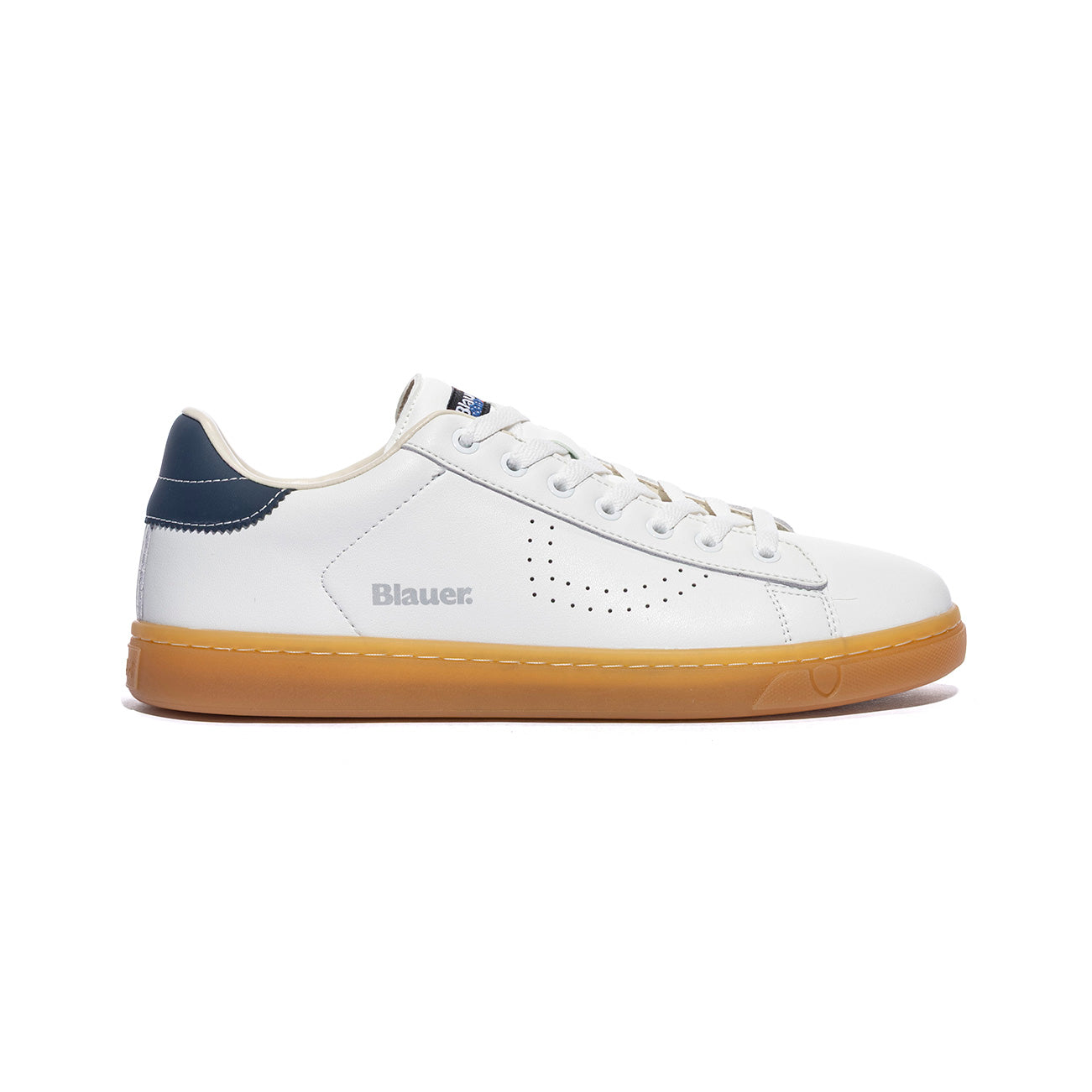BLAUER S6LOWELL01 LEA WHITE NAVY Sneakers Uomo 