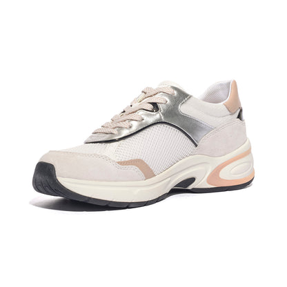 GEOX D65YLA 014BN WHITE SILVER  C0007 Sneakers Donna 