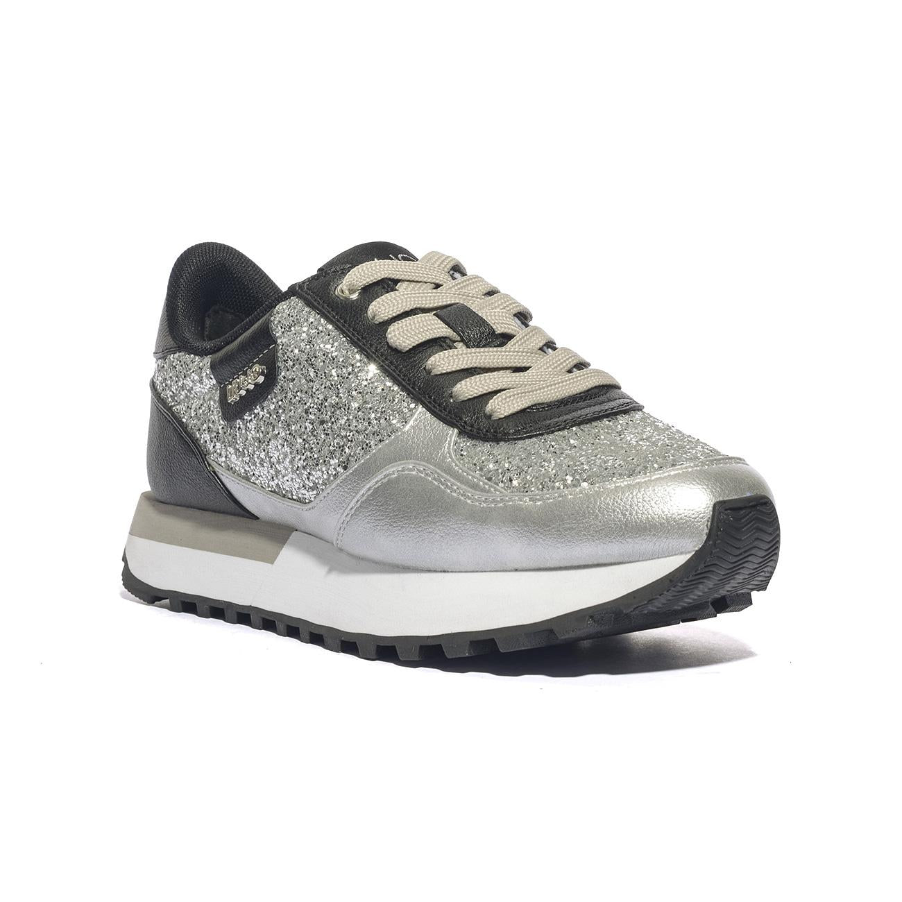 Sneakers liu Jo EVELY Grigie BF5057EX015S1S01GLITTER SILVER BLACK LIUJO
